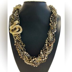🐍 Vintage “It’s Kind of Difficult” Twisted chain Necklace w/gold snake pendent